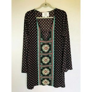 Sloane Rouge Anthropologie Mandala Design BOHO Hipster Tunic, NWOT Size L